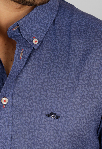 Camisa estampada tallos, manga larga, algodón
