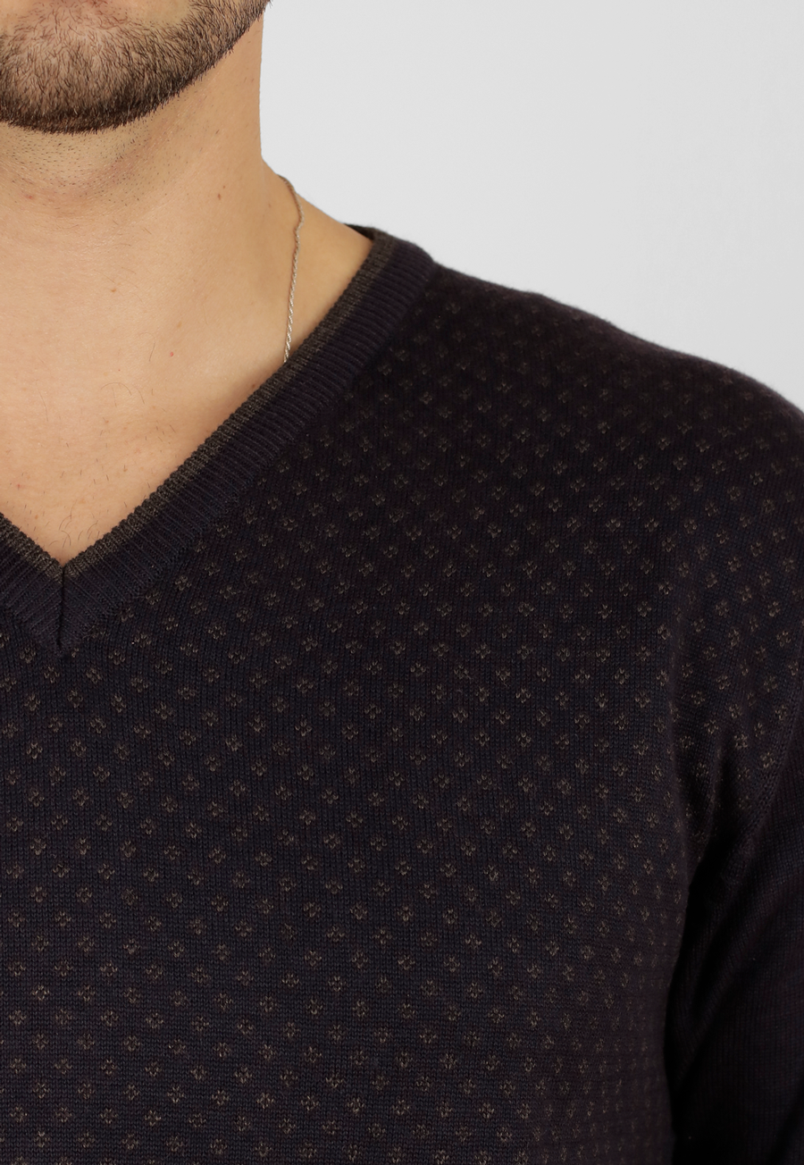 Sweater Jacquard, cuello v