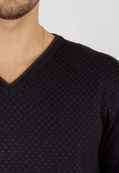 Sweater Jacquard, cuello v