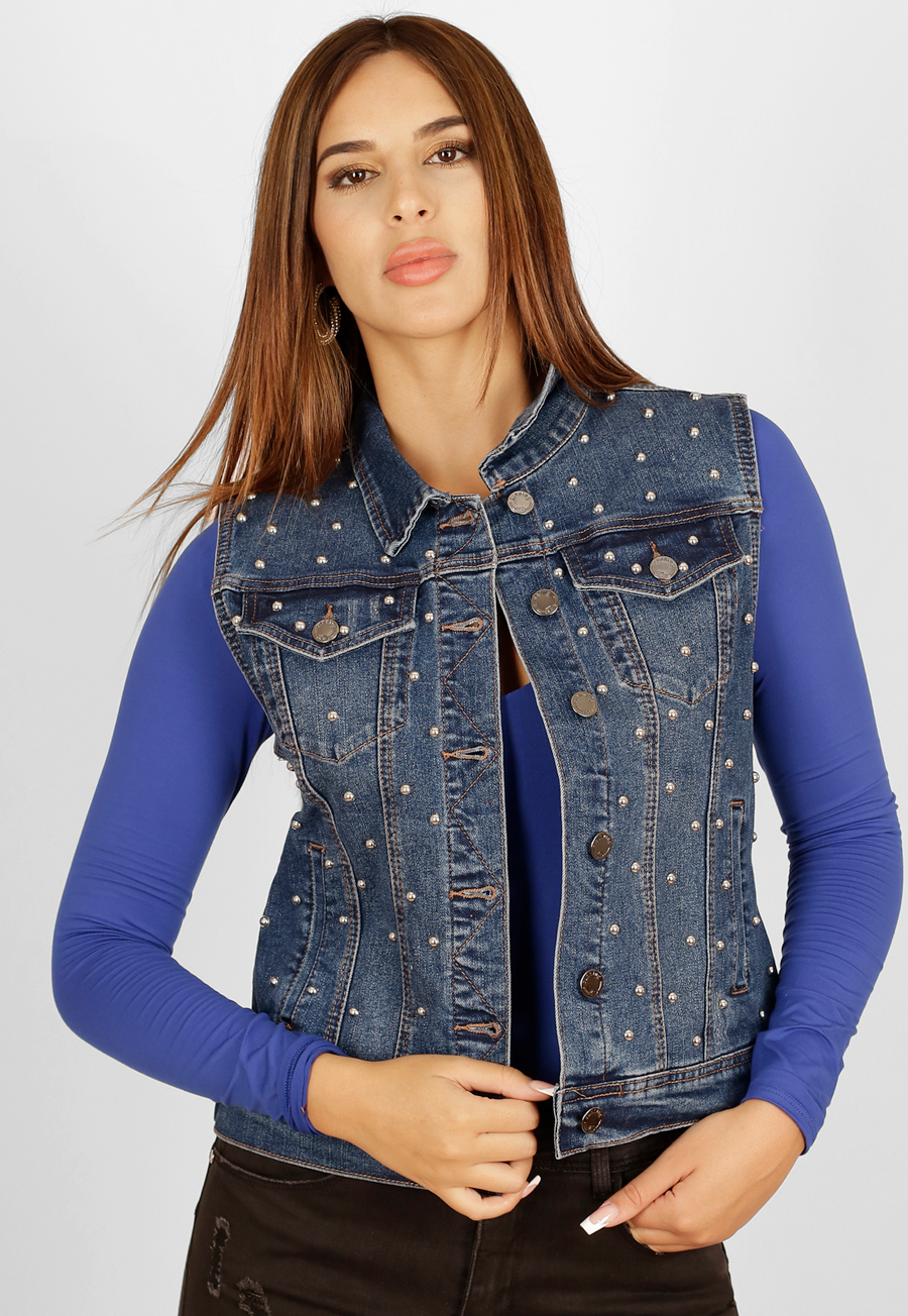 Chaqueta Mezclilla con tachas sin mangas