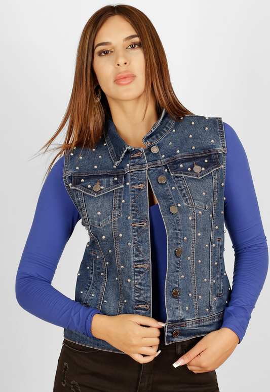 Chaqueta Mezclilla con tachas sin mangas