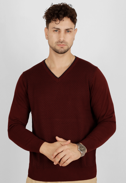 Sweater Jacquard, cuello v