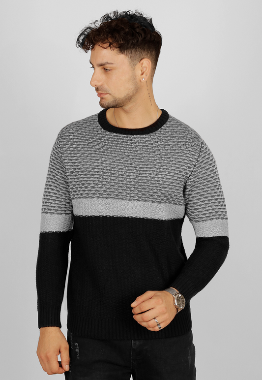 Sweater bicolor cuello polo