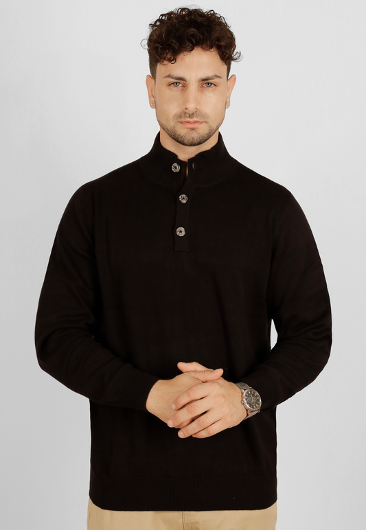 Sweater cuello tejido 3 botones
