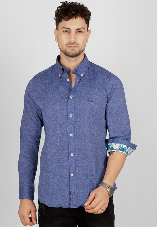 Camisa estampada tallos, manga larga, algodón
