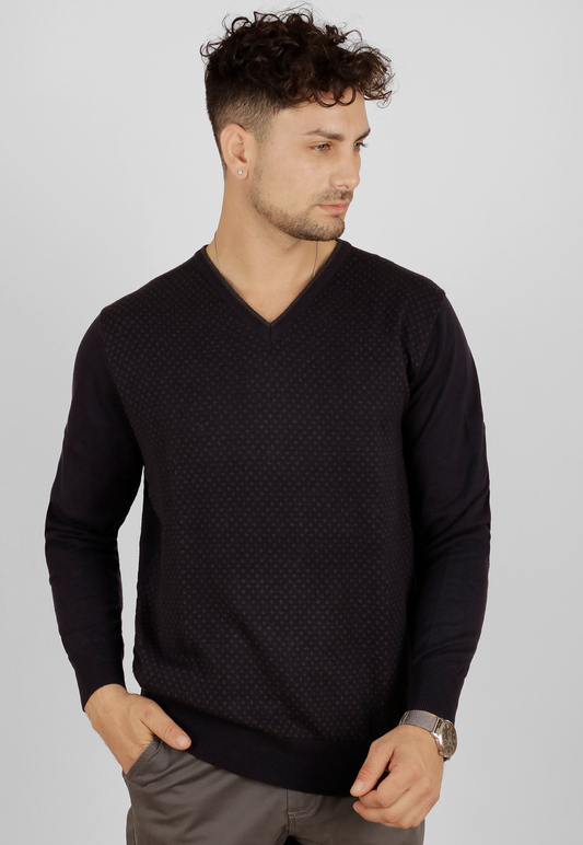 Sweater Jacquard, cuello v