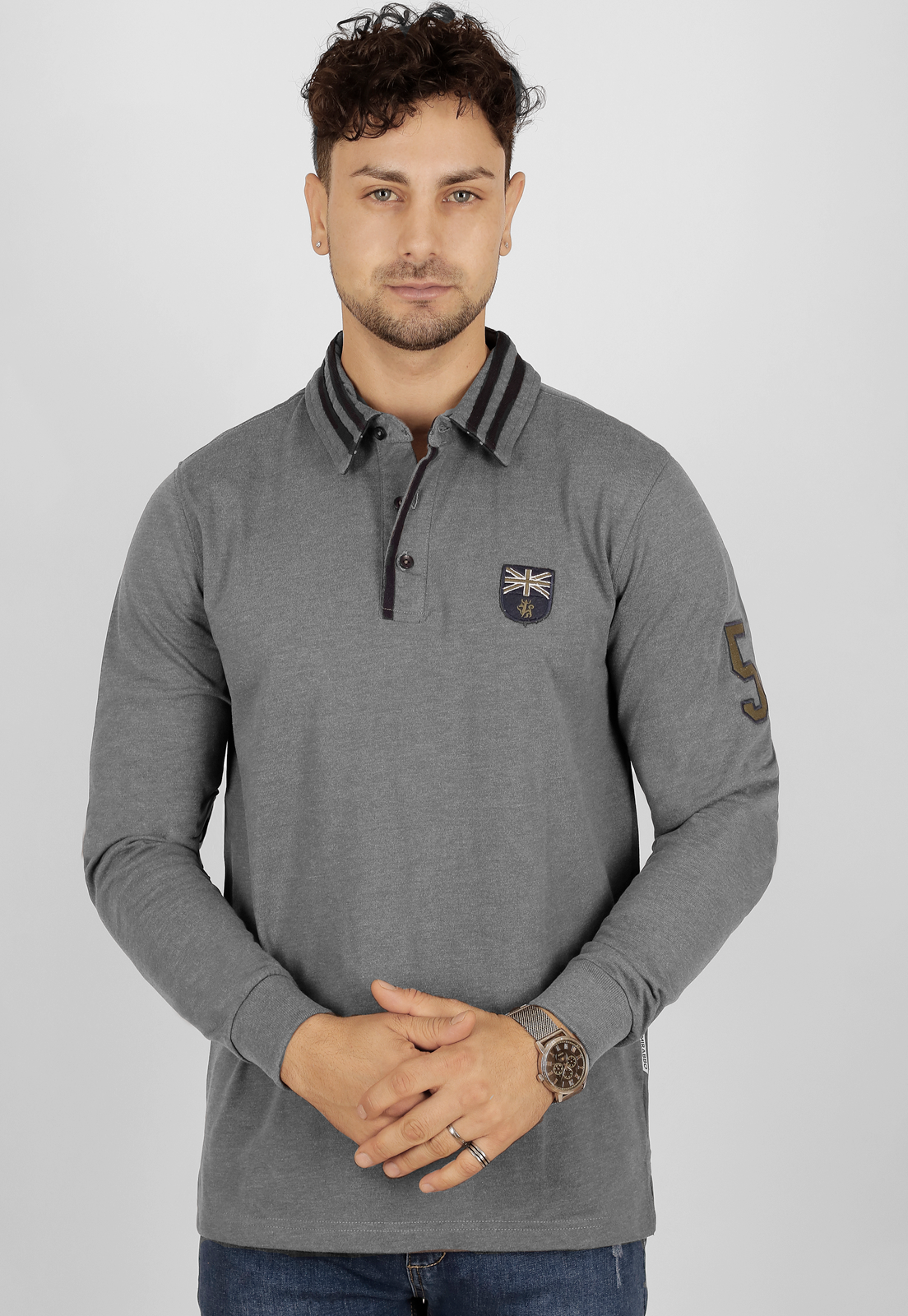 Polerón cuello con vivos, 100% algodón