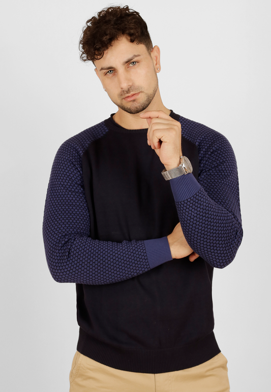 Sweater, manga ranglan, cuello polo