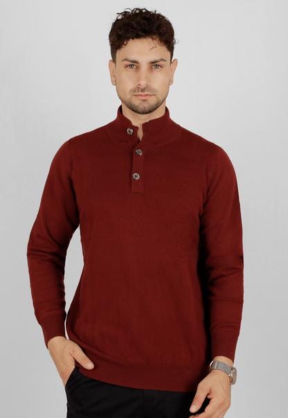 Sweater cuello tejido 3 botones SB695