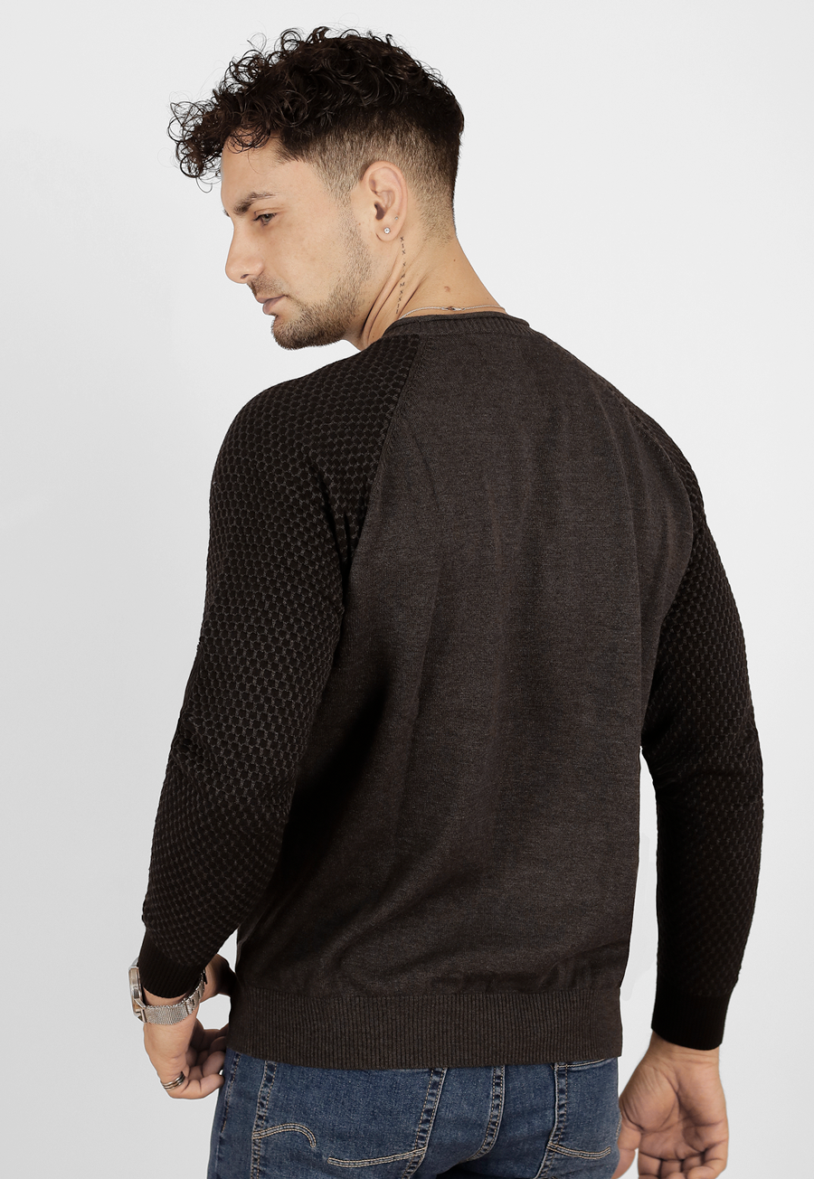 Sweater, manga ranglan, cuello polo