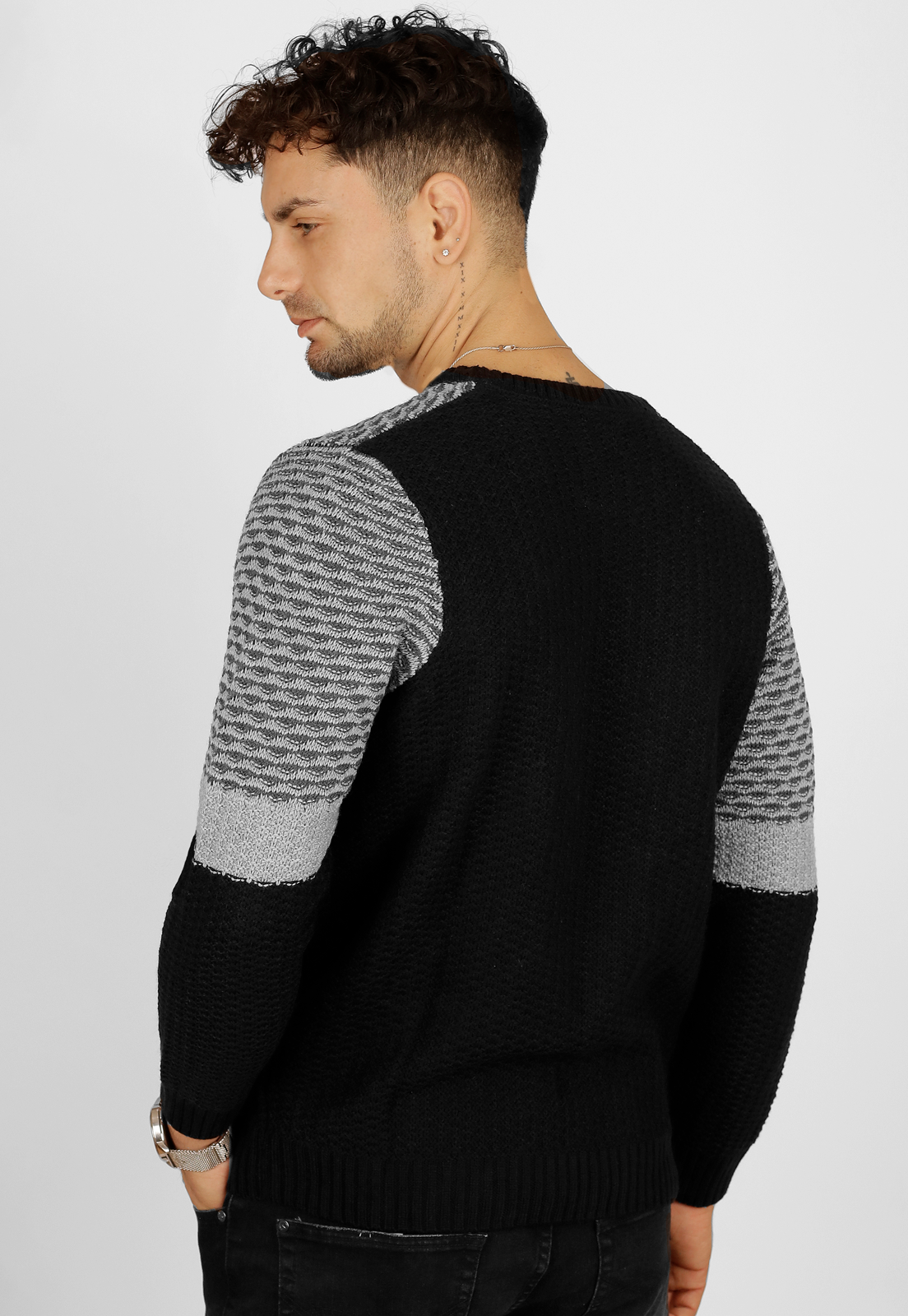 Sweater bicolor cuello polo