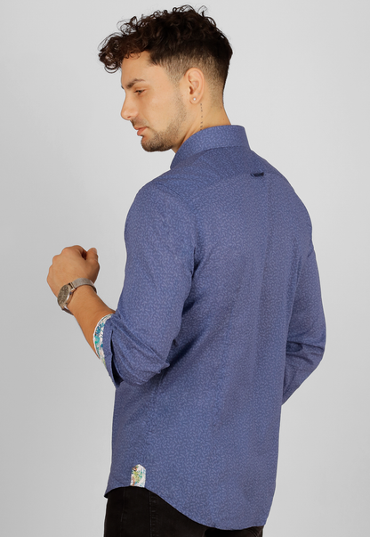 Camisa estampada tallos, manga larga, algodón