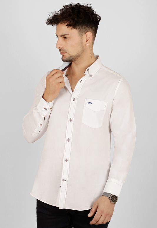 Camisa Oxford fit, manga larga, algodón