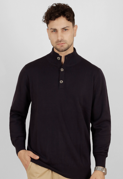Sweater cuello tejido 3 botones SB695